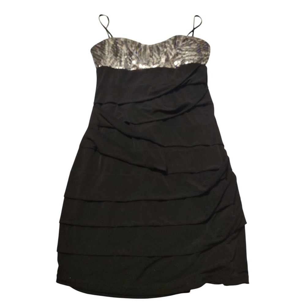Vintage‎ Deb Sequin Mini Dress S Ruffle Y2K 90s Hoco Prom Siren Empire Coquette